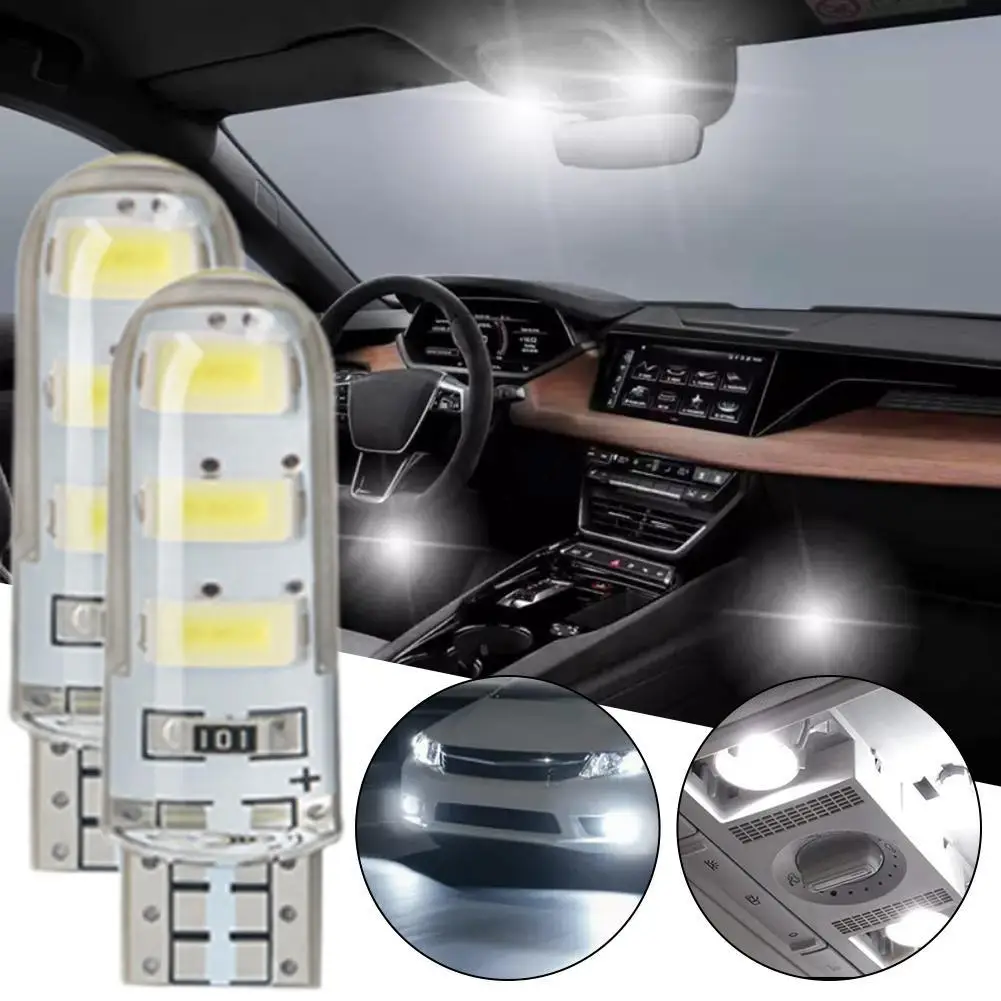 2pcs T10 Silicone Case LED Car Dome Light - 6 SMD 5630 with Port W5W Brightness 100X 194 USB Base, 12V Charging Chips, L6E7