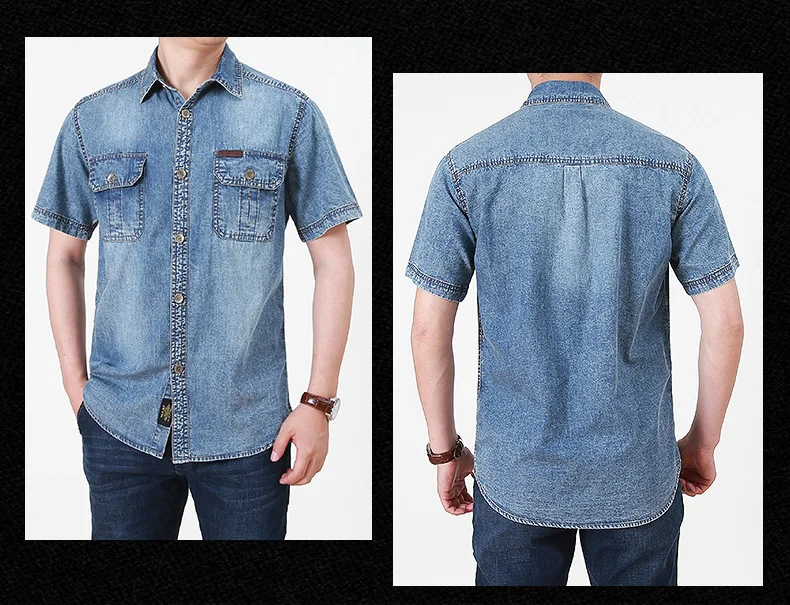 2025 New Men's Denim Shirt Short Sleeve Oversized Casual Shacket Breathable Lightweight Streetwear Summer Jacket for Outdoor
