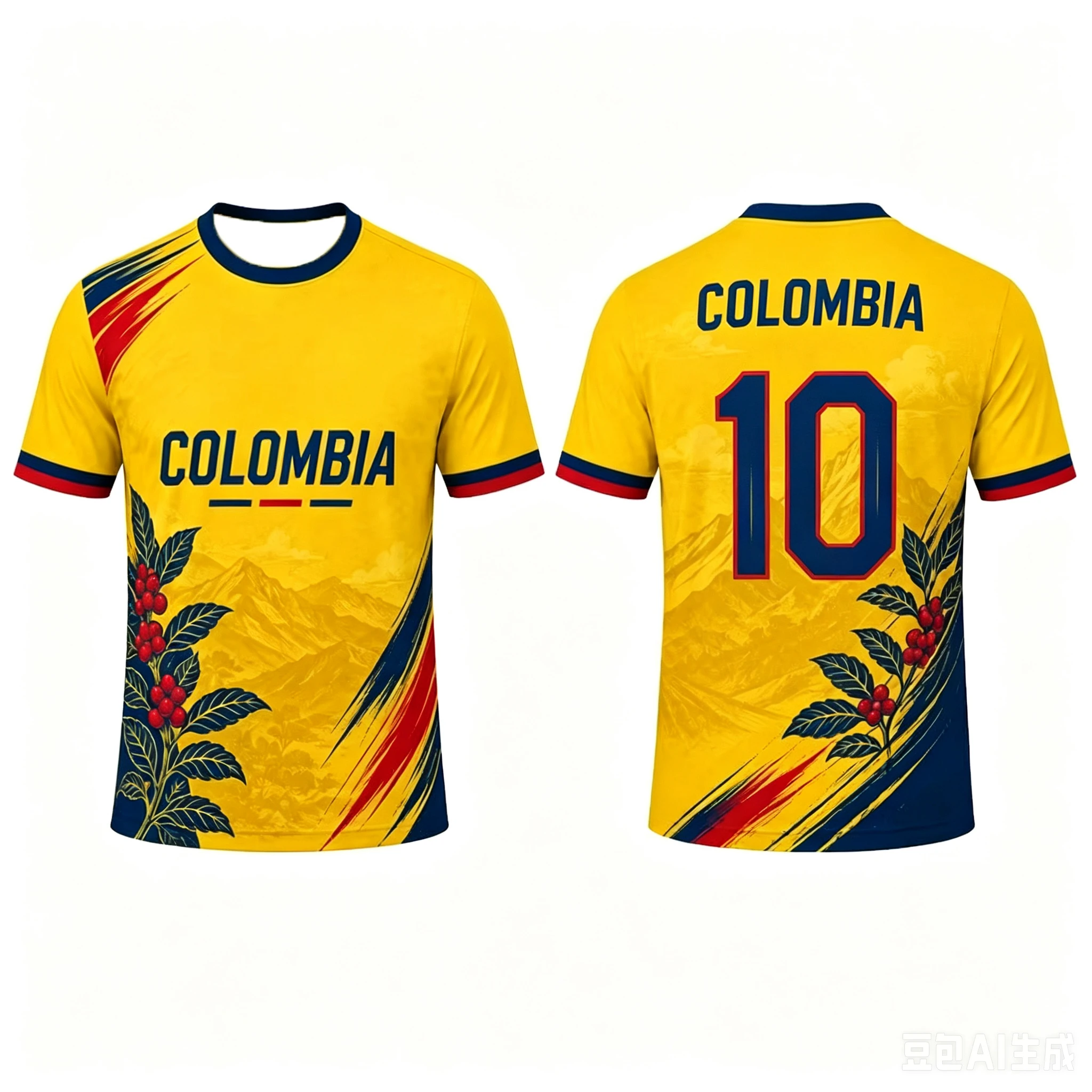 2026 Men's Colombia Fan Soccer Jersey Colombian Mountain No.10 Pattern Quick Dry Breathable Football Training T-Shirt for Fans