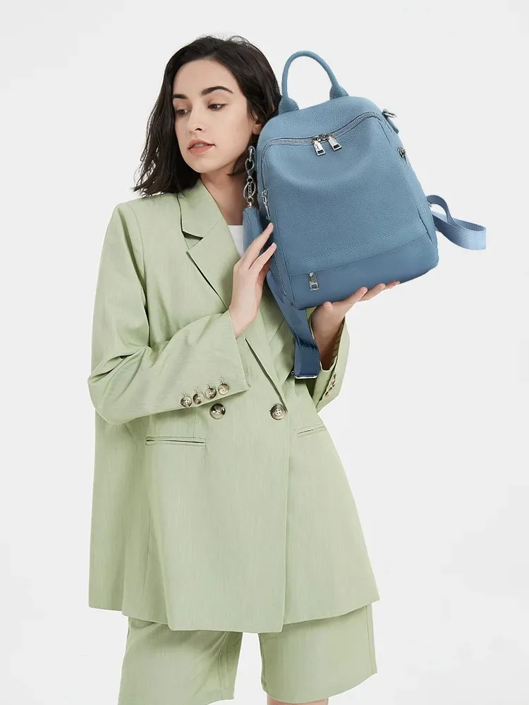 Zency Cowhide Leather Luxury Brand Women Backpack School Bag Travel Female Shopper Shoulder Bags Satchel Rucksack Commuter Girl