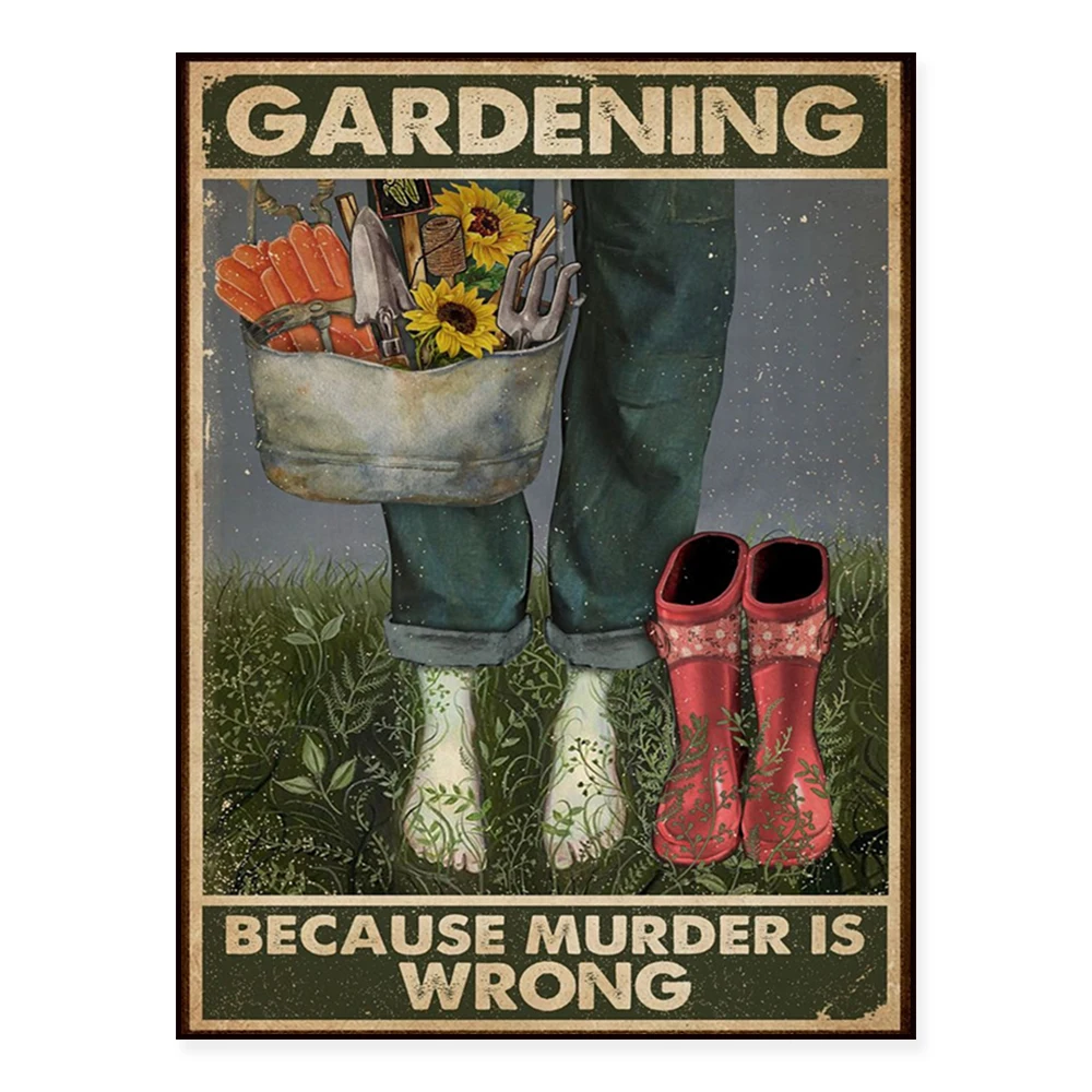 Gardening, because murder is wrong vertical posters, garden posters, botanical prints, flower illustrations, girl gardens,