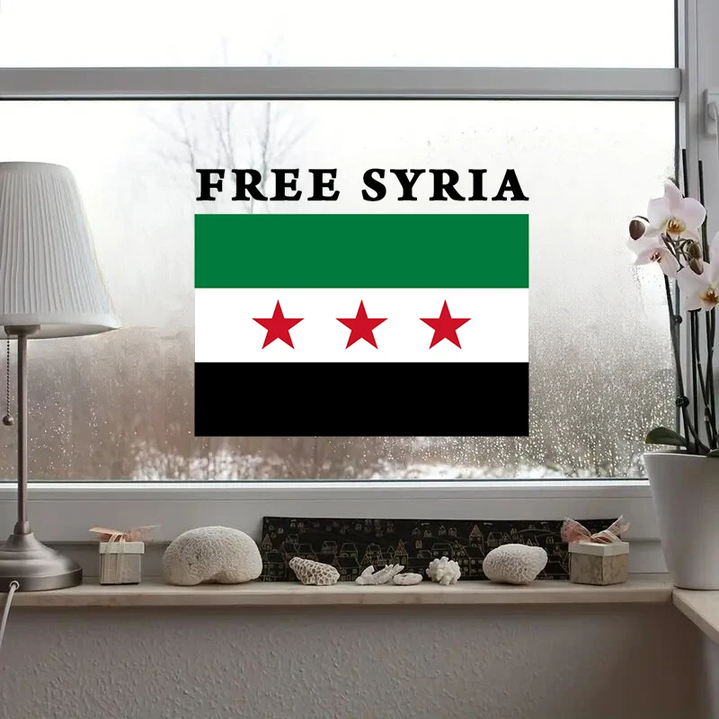 Text Free Syria & Flag Wall Stickers, Bright Wall for Home, Cabinet, Door, Refrigerator Decoration, Vinyl Car Decals, Poster