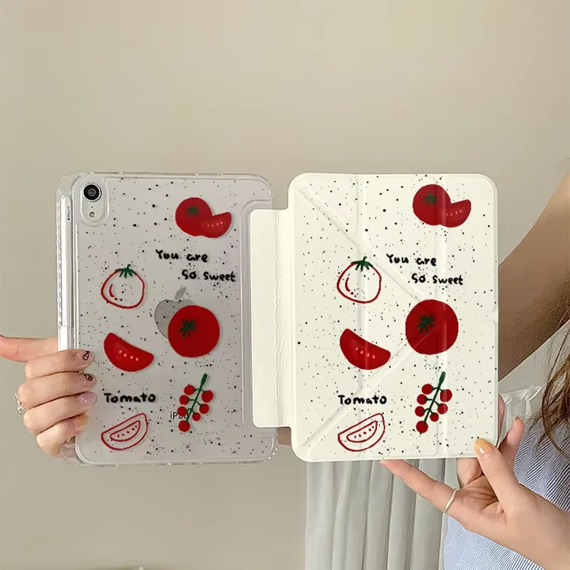 Cute Red tTomato Polka Dots Creative Niche Tablet Case For iPad Pro 13 11th A16 12.9