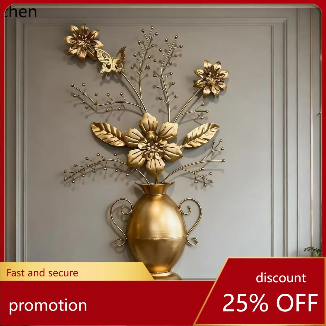 Hxl vase iron art 3d mirror wall decal decoration 3d metal wall hanging