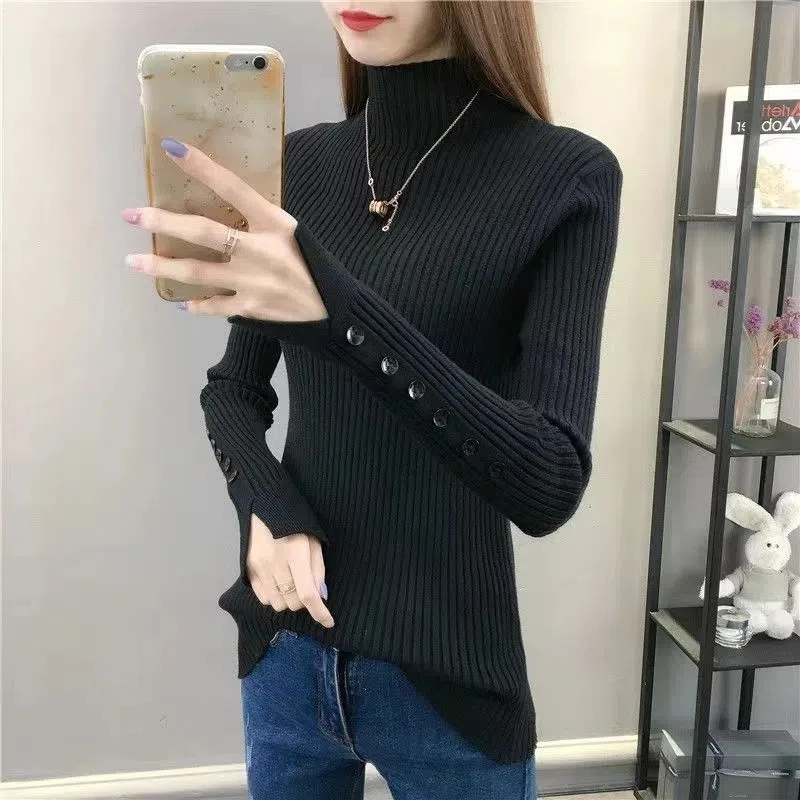 New-coming Autumn Winter Warm knit sweater Femme Turtleneck Pullovers Sweaters Long Sleeve Slim Oversize Korean Women\'s Sweater