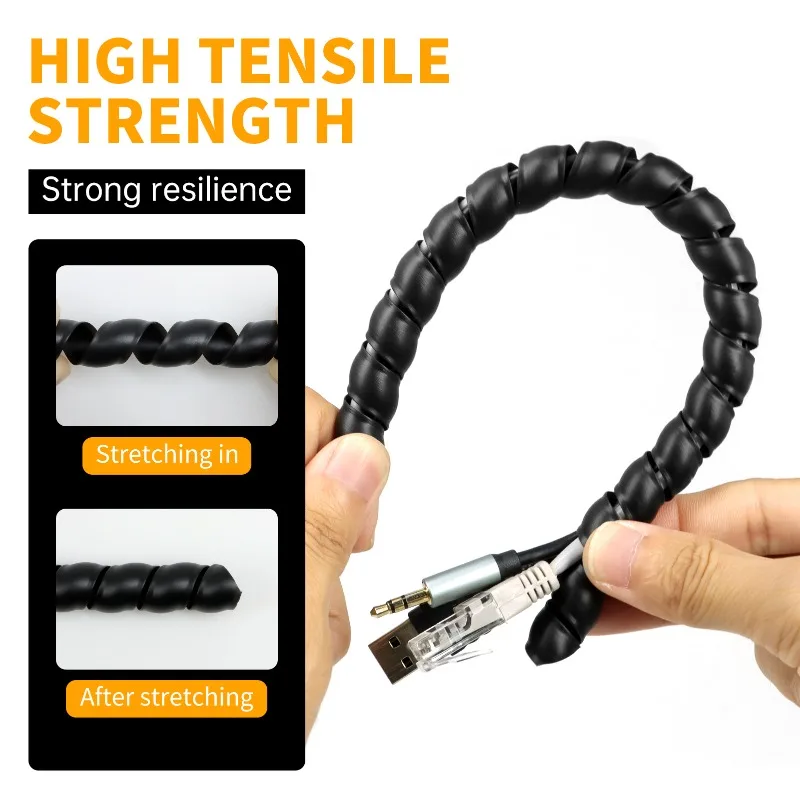 1~10m Spiral Cable Wrap PP Protective Sleeve Anti-scratch Oil Resistant For Wire Hydraulic Hose Cable Organizer Protection Tube