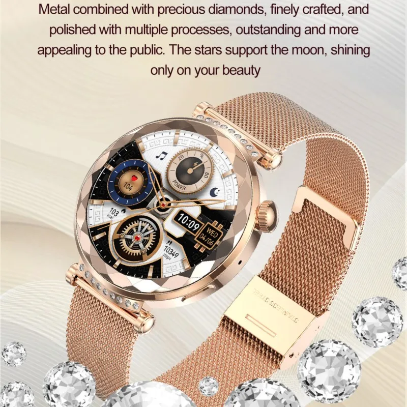 NAMOFOTO Новые 1,19-дюймовые женские роскошные умные часы, женские модные наручные часы с бриллиантами, Bluetooth-наручные часы с вызовом, спортивные умные часы для фитнеса