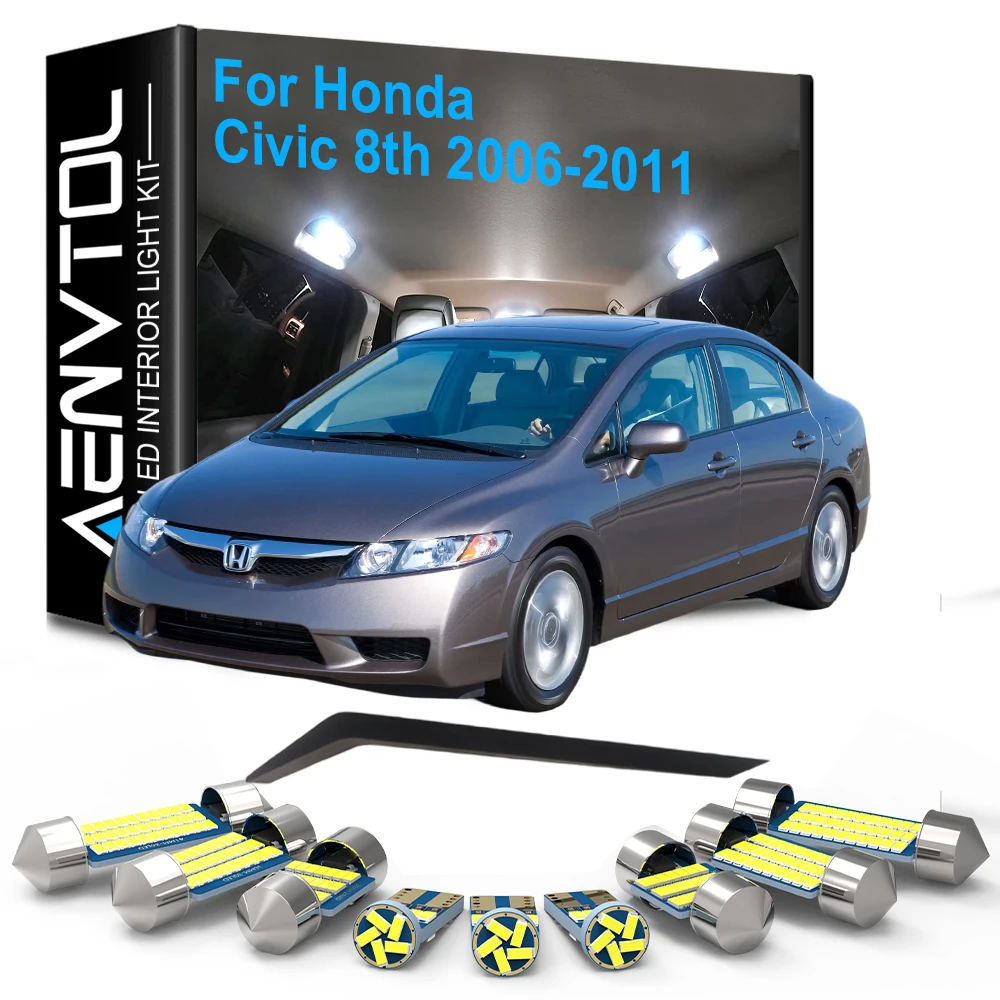 9-teiliges LED-Innenbeleuchtungsset mit Canbus für Honda Civic 8 MK8 8. Generation 2006 2007 2008 2009 2010 2011 Upgrade auf LED-Innenbeleuchtung