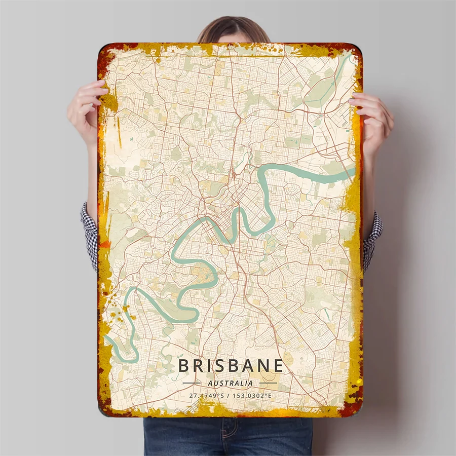 Home Office Australia - Brisbane Austrália Estilo Vintage Mapa da