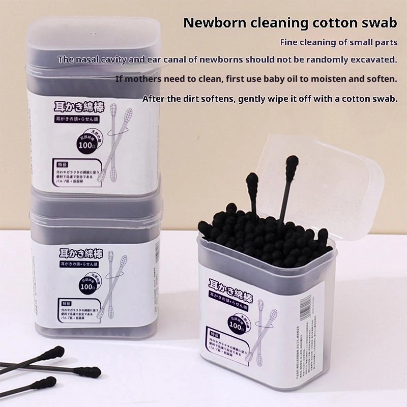 100Pcs/Box Disposable Cotton Swab Spiral Ear Cleaner Double Heads Women Makeup Tools Lipstik Cotton Buds Tip Sticks Health Care