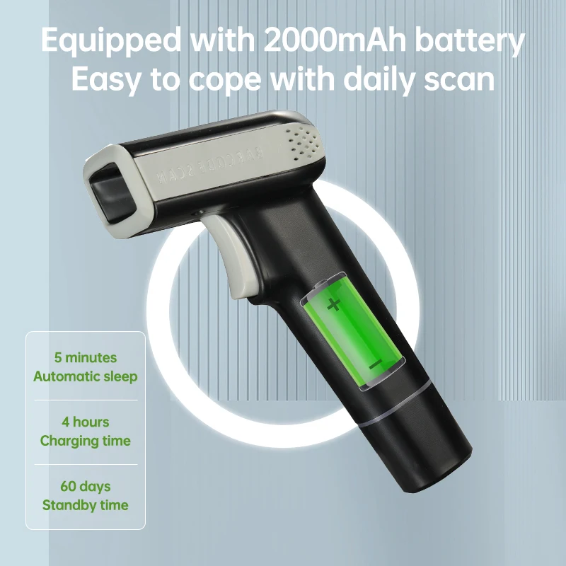 Bluetooth Wireless Barcode Reader 1D 2D QR Code Scanner with Charging Base