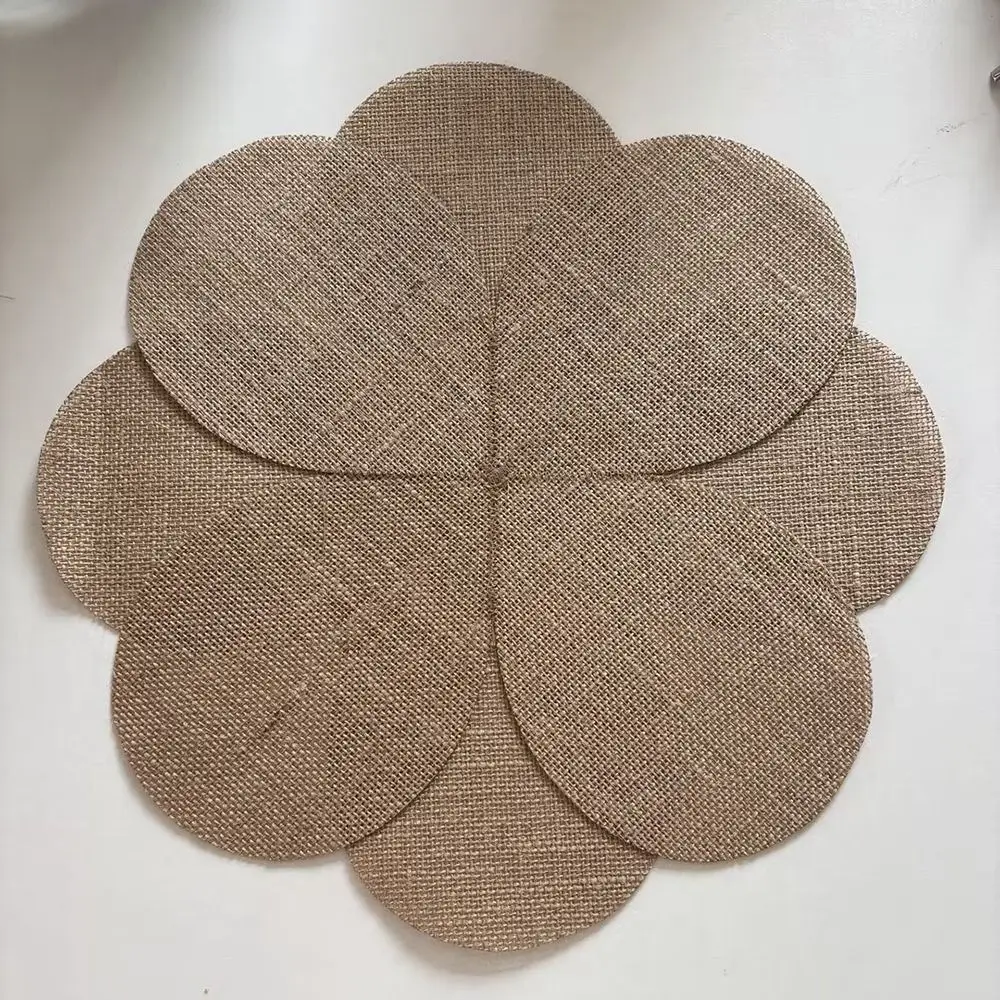 2PCS Kitchen Accessories Sewing Petal Design Jute Placemat Eco-Friendly Soft Bowl Mat Rustic Decorative Table Mat Kitchen