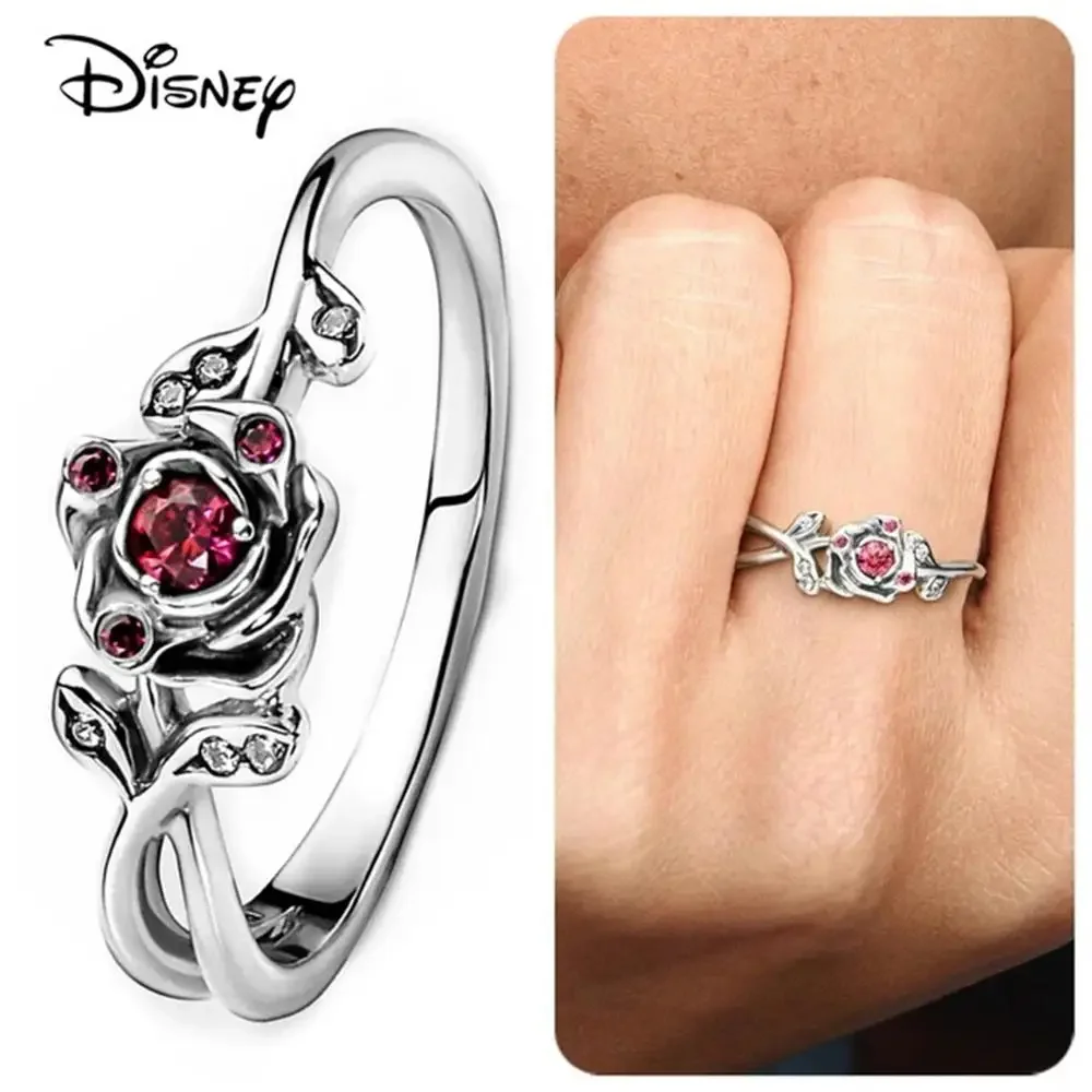 925 Sterling Silver MINISO Disney Mickey Minnie Princess  Cinderella's Carriage Rings Original Valentine's Day Jewelry Gift