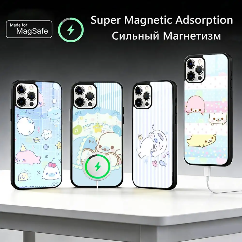 CUTE M-Mamegoma Seal Phone Case For iPhone17,16,15,14,13,12,11 Plus,Pro Max, New Magnetic Wireless Charging