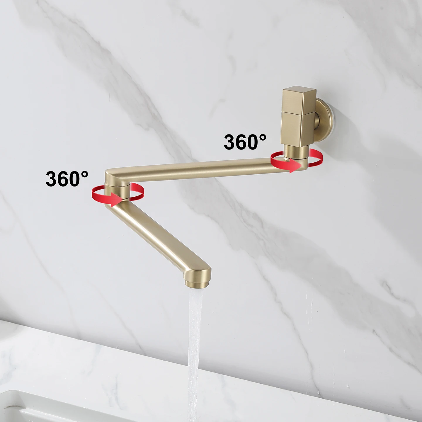 Wall Mounted Single Cold Sink Faucet Kitchen Pot Filler Rotatable Single Hole Single Handle Sink Faucet Brushed