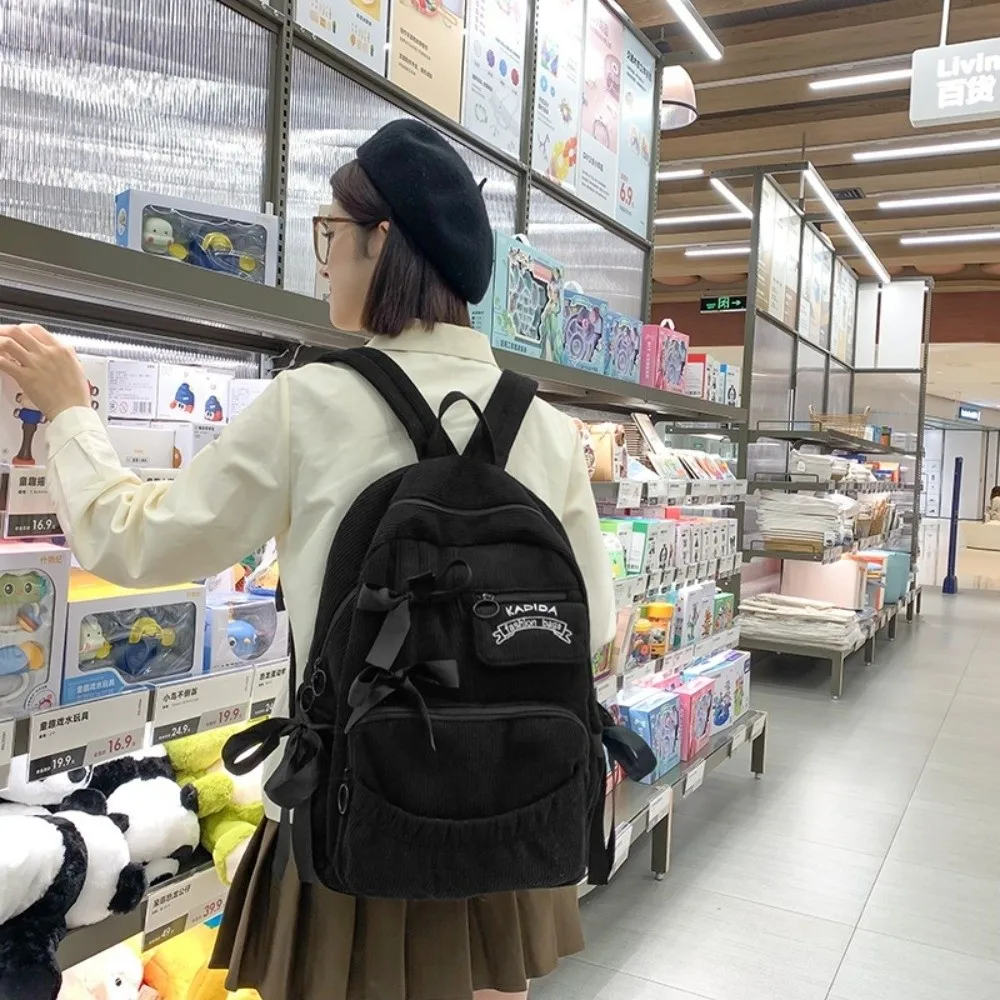 

Портативный студенческий рюкзак с бантиком, регулируемая школьная сумка большой емкости, плиссированный рюкзак с бантиками