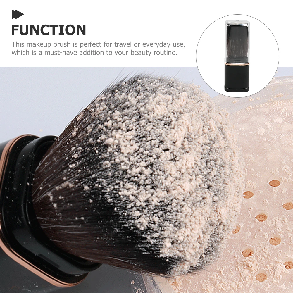 Pinceau de maquillage rétractable, poudre télescopique, Blush, Fiber artificielle, noir, sac OPP, outils de beauté de voyage, Kit de cosmétiques