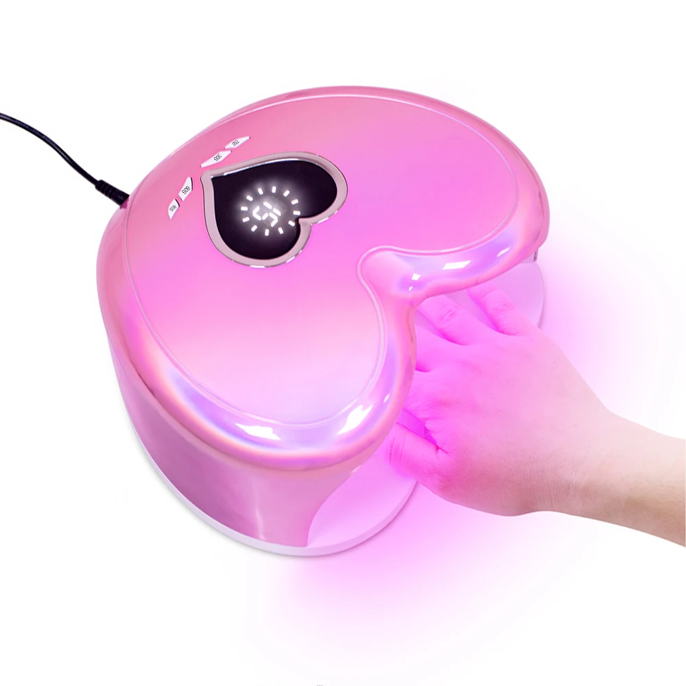 Luz de terapia de luz para decoración de uñas en forma de corazón, 96W, inducción inteligente de alta potencia, secado rápido, secador de luz UV para hornear uñas, nueva gran oferta