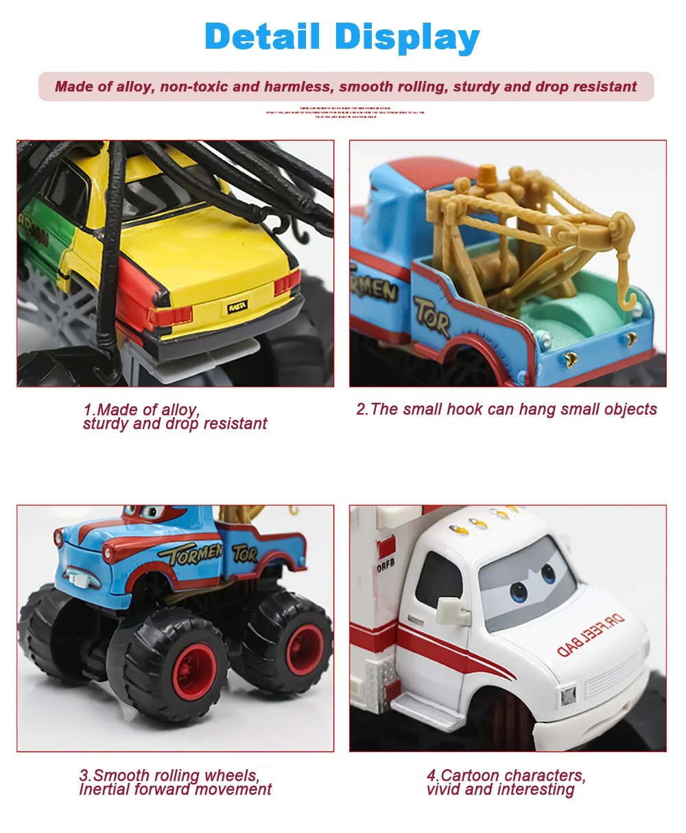 Pixar Cars 3 Legierungs-Offroad-Fahrzeug mit großen Rädern, Lightning McQueen, I-Screamer, Wrestler-Modellautos, Kinderspielzeug, Weihnachtsgeschenke – Detail 14