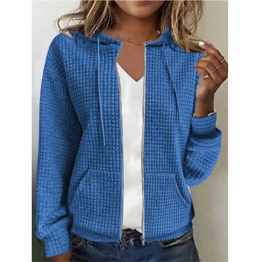 

Women's New Autumn and Winter Zipper Hooded Cardigan Long-sleeved Hoodie Jacket Solid Color Casual Loose Zipper Cardigan Coat
