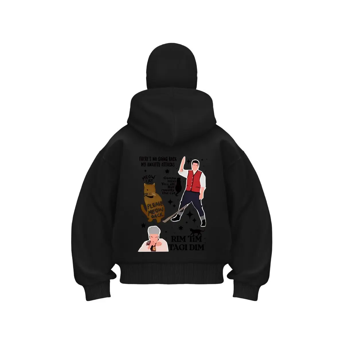 Cat Attack funny meme art new item double hooded sweatshirt men's hooded