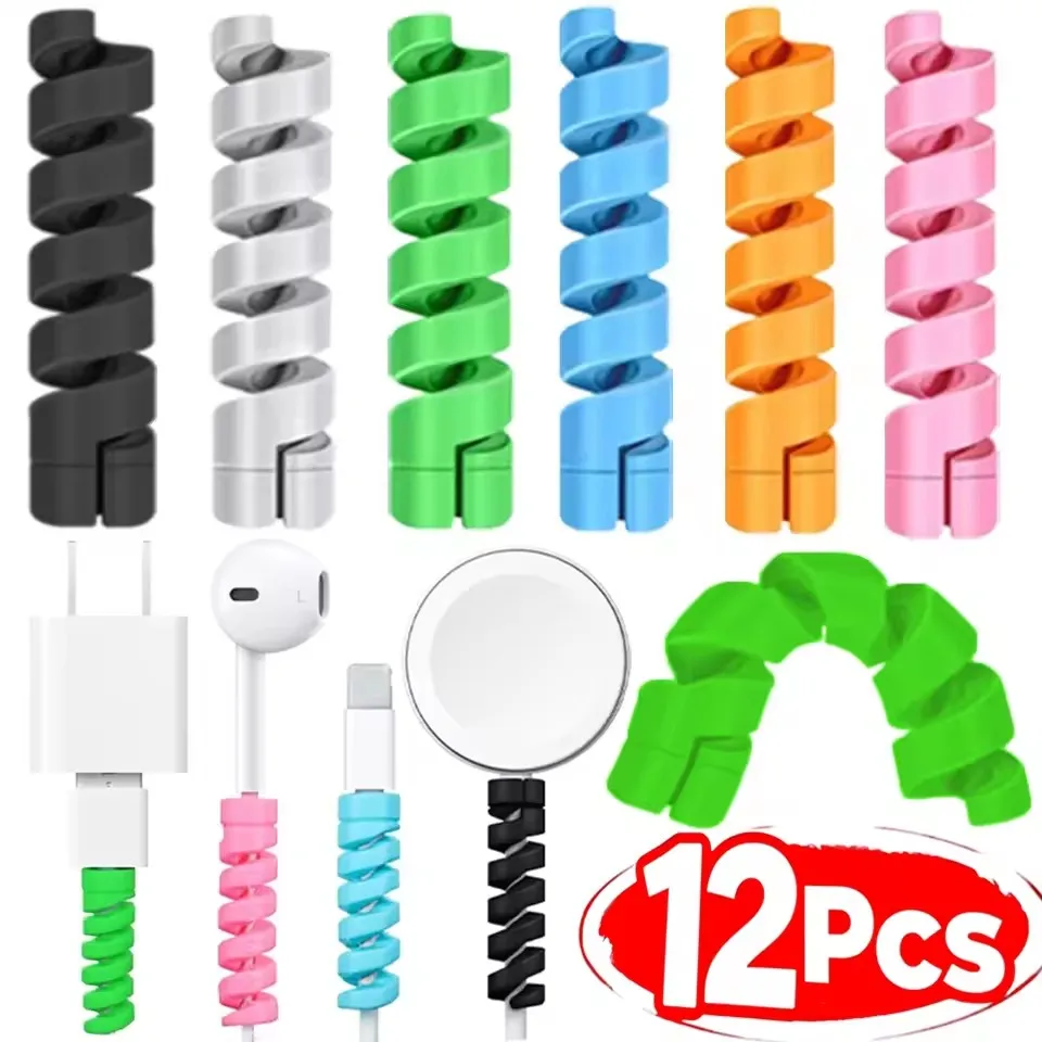 20/5Pcs Flexible Charge Cables Protector Spiral Winder Wire Charger Cable Protective Cover Cable Winder Organizer for IPhone USB