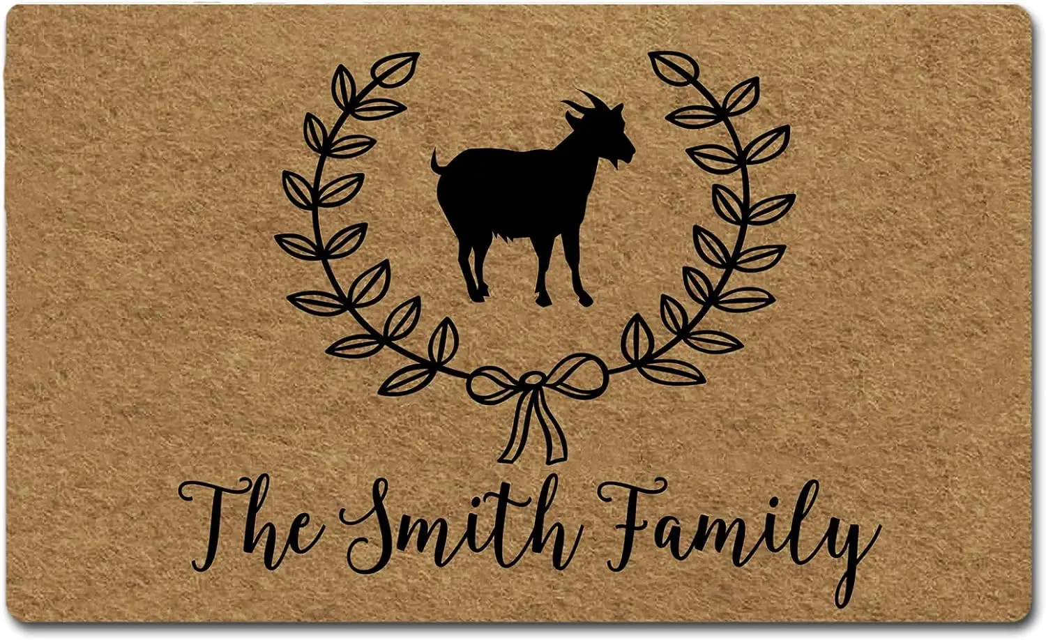 Goat Welcome Mat Custom Family Name Door Mat Non-Slip Rubber Floor Mat Housewarming Welcome Mat for Outdoor Entryway