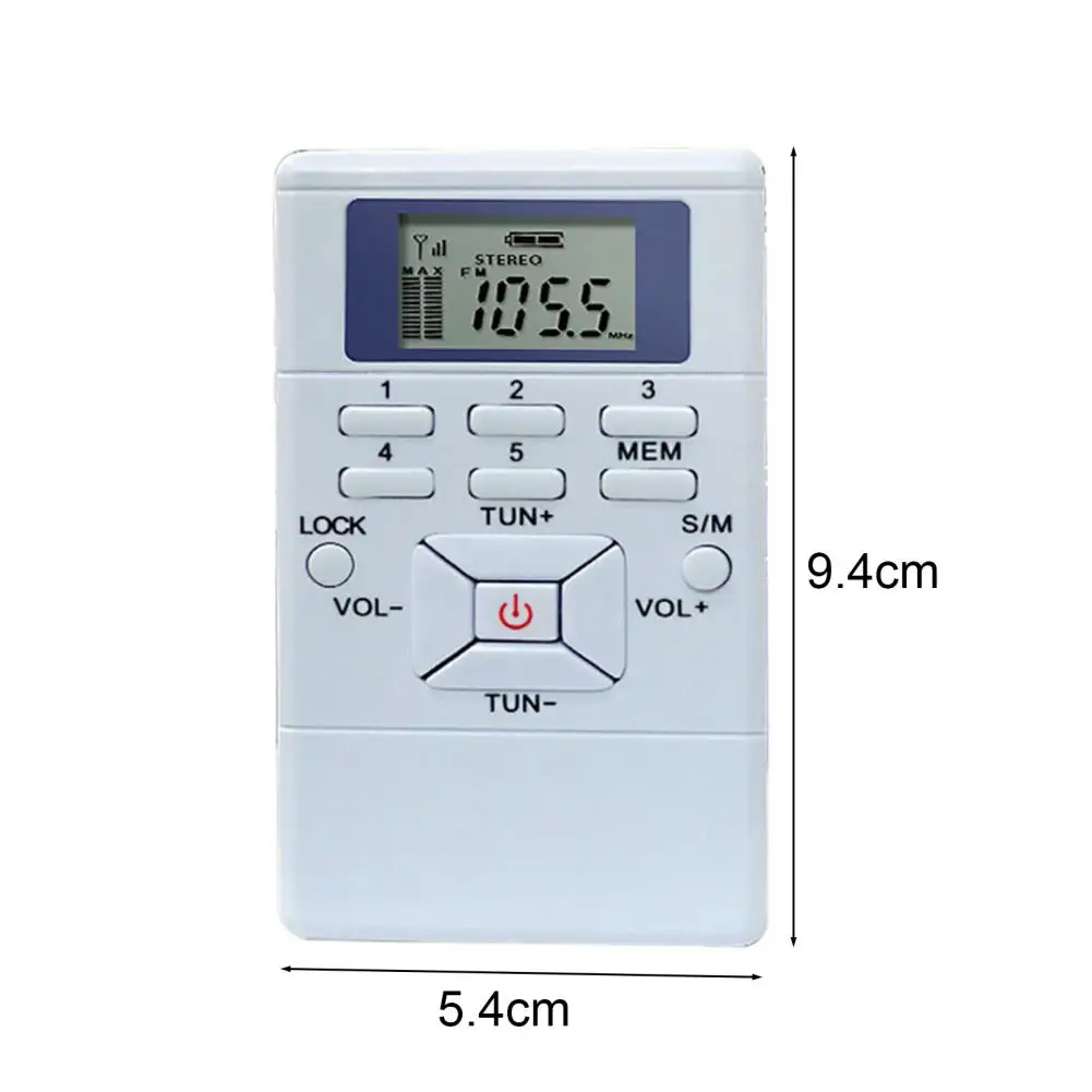 HRD-102 Digital Radio Mini LCD Display 24-hour Digital Clock Stereo FM Radio Receiver With Earphones for the Aged Pocket Speaker