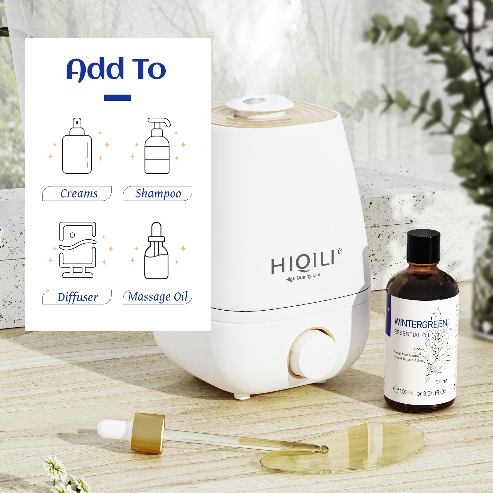 HIQILI 100ML Wintergreen Rose Jasmine Mint chiodi di garofano oli essenziali per la cura della pelle diffusore umidificatore massaggio candela