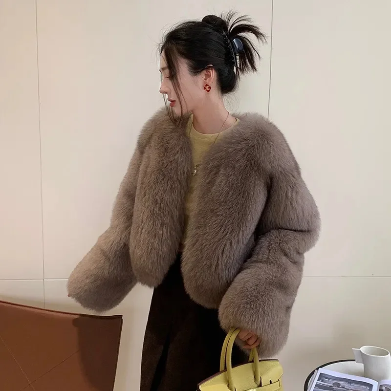 2025 herbst Winter Junge Nachahmung fuchs pelzmantel frauen Kurze Koreanische version lose Temperament Pelz Mäntel Damen Warme outwear