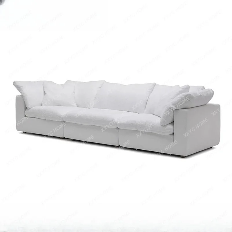 

Sofa living room dismantling and washing linen cotton and linen fabric cream wind straight row