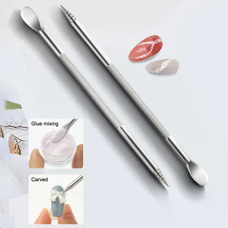 Bolígrafo tallado de doble punta para decoración de uñas, 12,5 cm, mezcla multifunción de esmalte de uñas en Gel, pincel para escultura de flores 3D DIY, 1 ud.