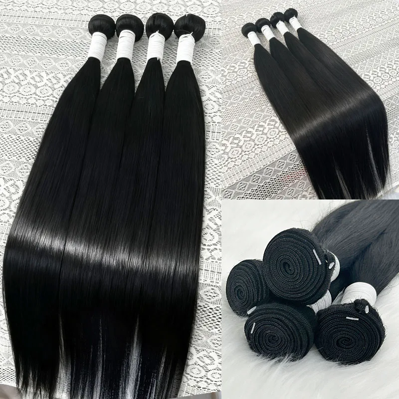16A กระดูกตรง 100% Human Hair Bundles Deal 30 40 นิ้วบราซิลดิบผม Extensions 3 4 Pcs Human Hair Bundles สีดําธรรมชาติ