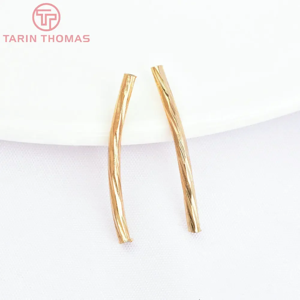 

(3432) 20PCS 19MM 25MM 24K Gold Color Brass Bracelets Arcuated Twisted Tube Diy Jewelry Findings Accessories