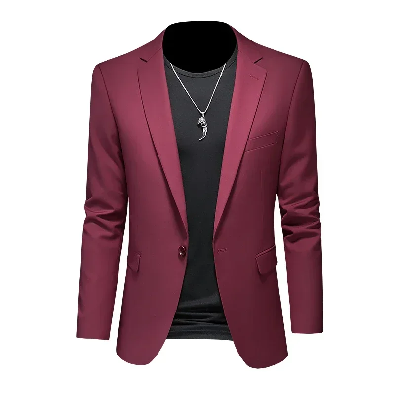 Fashion Men\'s Business Casual Blazer White Red Green Black Solid Color Slim Fit Jacket Wedding Groom Party Suit Coat M-6XL