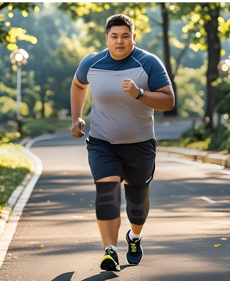 Extra große Kniebandage für 40–150 kg große Sport-Kniebandage in Übergröße, Laufen, Springen, Wandern, Kniestütze, rutschfeste Silikon-Knieschützer – Detail 5