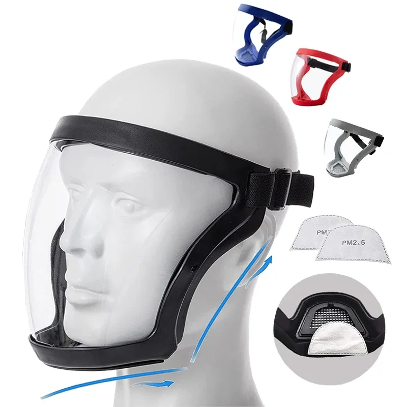 Protective Full Face Shield Mask Transparent Head Eyes Safety Cover Glasses Screen Visors Dustproof Wind Proof Anti-Fog Goggles