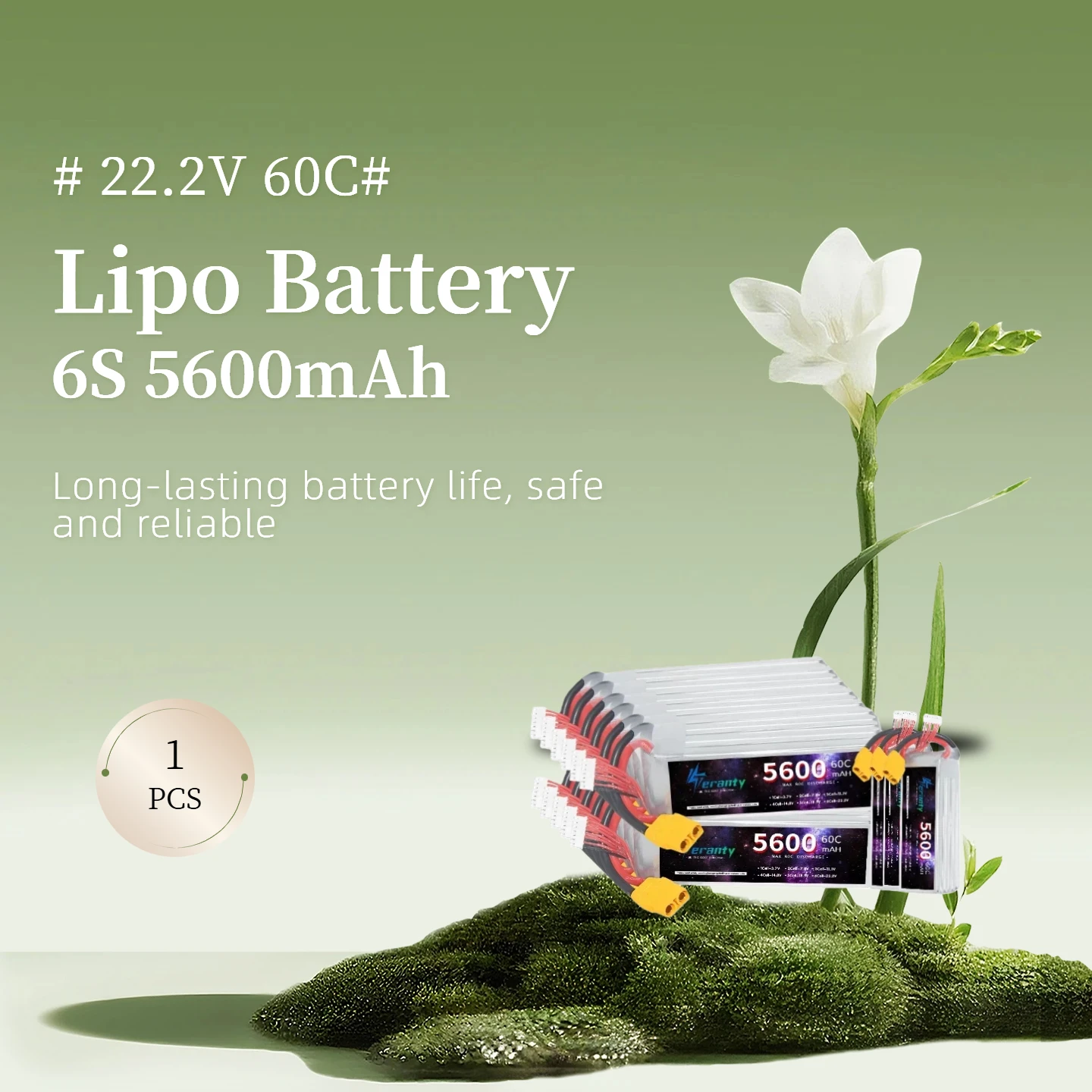 

6S 5600mAh 22.2V 60C polymer battery, suitable for FPV flying remote control vehicles, trucks, off-road vehicles, aircraft