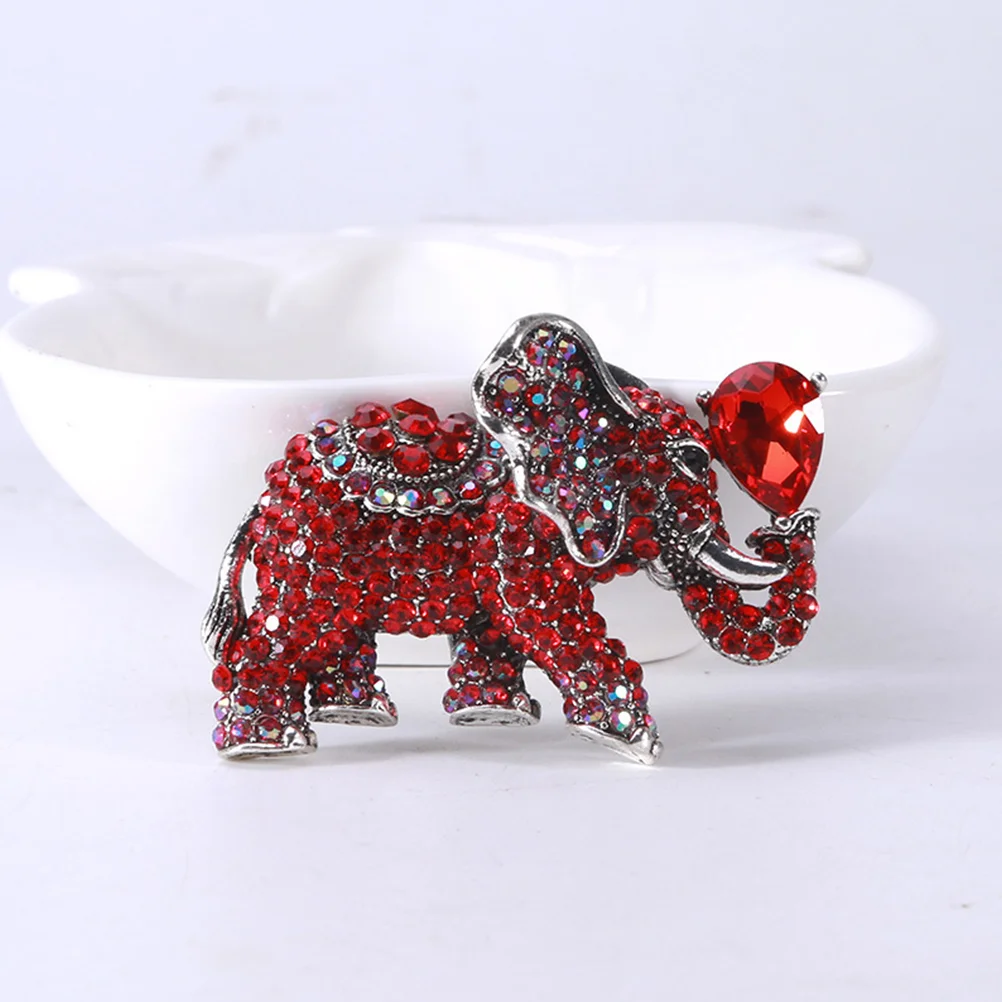  Olifant Broche Pak Borstspeld Corsage Creatieve Legering Revers Strass Ingelegd Miss