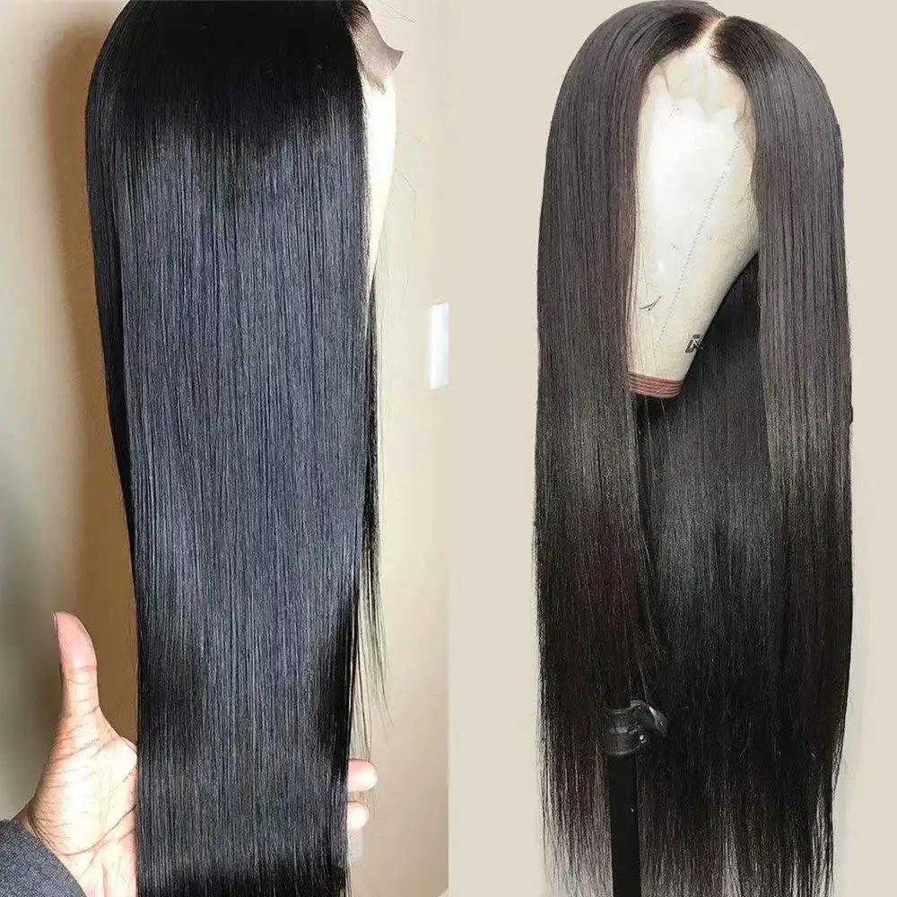Natural Straight 13x6 HD Lace Front Wig 12A Raw Virgin Human Hair Wear And Go Pre Cut Lace Silky Smooth For Women Great For Christmas Party Look