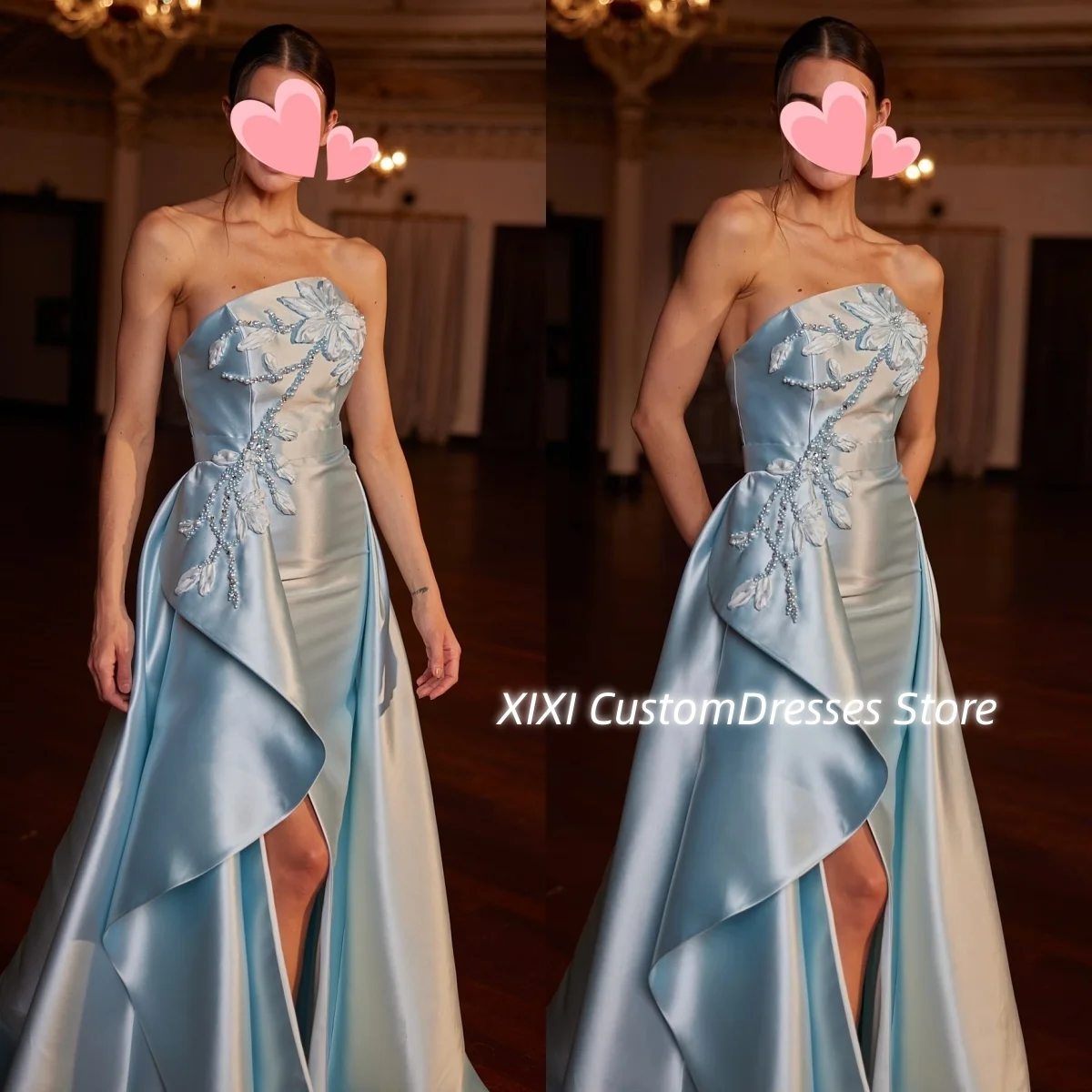 

فساتين 미פרי Женские вечерние платья трапециевидной формы без бретелек длиной до пола с бисером на молнии без рукавов для торжественных случаев