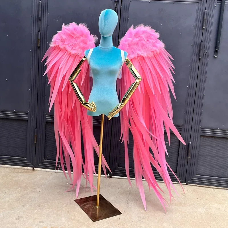 

Pink White Feather Angel Wing Props Large Catwalk Super Wings for Nightclub Photography Studio Halloween Party Accessories Model