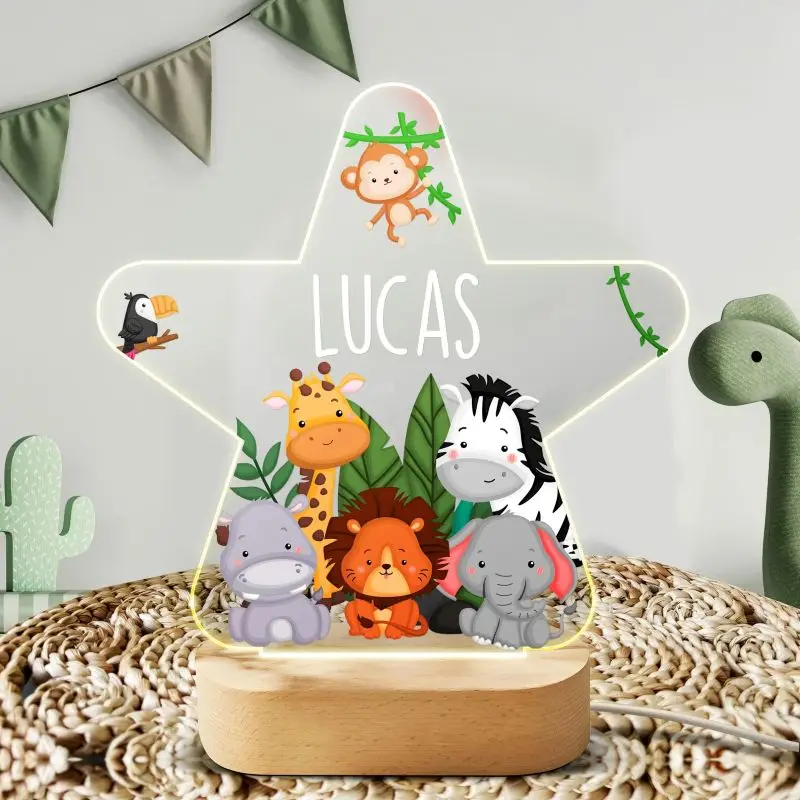 Personalized Night Light - Custom LED Lamp for Kids, Perfect Gift for Animal Lovers Nightlight for Boys and Girls