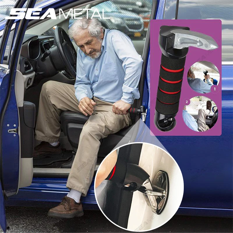 SEAMETAL Portable Car Assist Handle for Elderly 180kg Load-Bearing 3 in 1 Car Handle/Emergency Hammer‌ Anti-Slip Scratch-Free