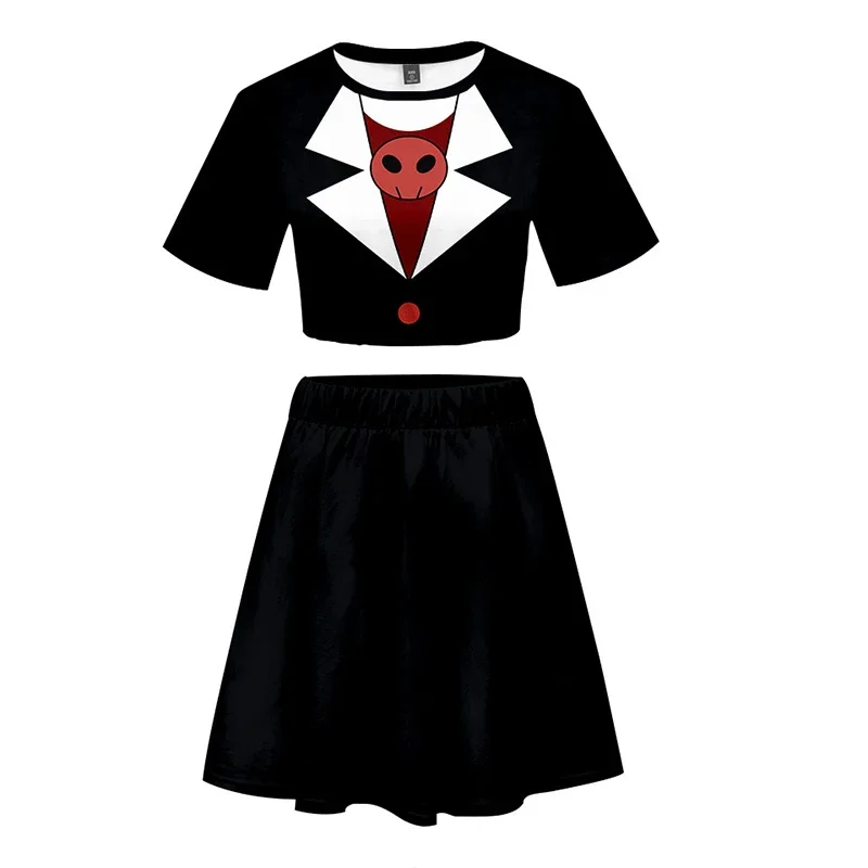 Disfraz de Cosplay de Anime para Hotel, vestido de camiseta, falda de Charlie Alastor, uniforme, camisetas para niñas y mujeres, ropa de Halloween