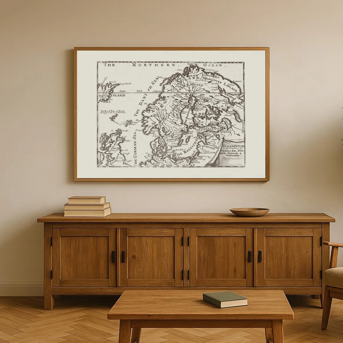 MAP ANTIQUE SCANDINAVIA - Mapa de Dinamarca, Suecia, Noruega, Decoración antigua para el hogar, Arte de pared de mapa antiguo