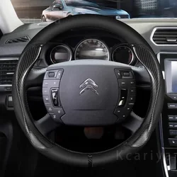 Car Steering Wheel Cover Carbon Fiber +Leather For Citroen C4 AIRCROSS C5 AIRCROSS C3-XR C4 PICASSO C4 C5 C6 Car Accessories