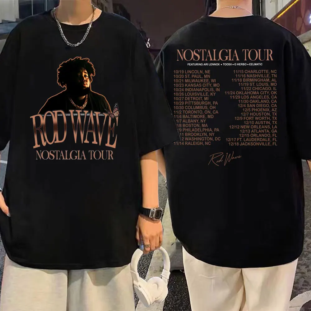 

Rapper Rod Wave Album Nostalgia Tour Graphic T Shirts Unisex Hip Hop Vintage Short Sleeve T-shirt Street Trend Fashion T-shirts