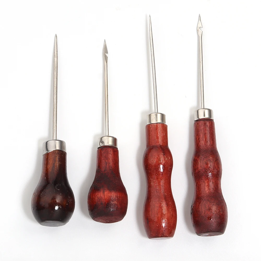 เข็มเจาะรูหนัง ด้ามไม้ สำหรับงาน DIY เย็บเต็นท์หนัง เครื่องมือซ่อมรองเท้า เย็บมือ งานฝีมือหนัง เข็มกรวย