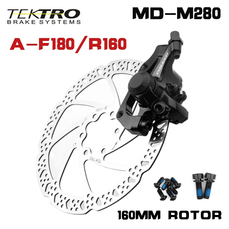 Tektro MD-M280 Mountain Bike Line Pull Disc Brake Caliper Front/Rear Aluminum Alloy MTB Mechanical Disc Brake With 160mm Rotor